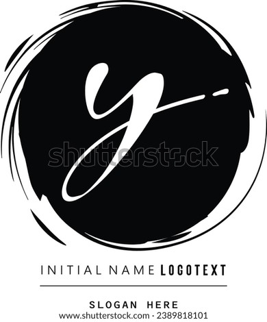 vector icon of letter y with ink stroke, hand drawn y letters Logo design. Brushstroke y Letter Logo, y-Letter Logo Design with grunge circle background.eps8