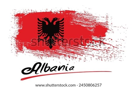 Elegant grungy brush flag with Albania national Albania flag background from paint brushes, Brush stroke drawing of the Albania flag, Albania colorful brush strokes painted national flag 