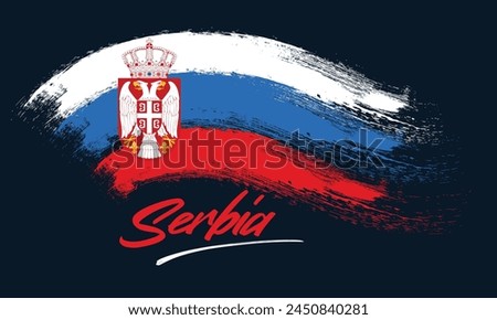 Stain brush stroke flag of Serbia with creative brush flag banner theme background, Serbia flag background from paint brushes, 