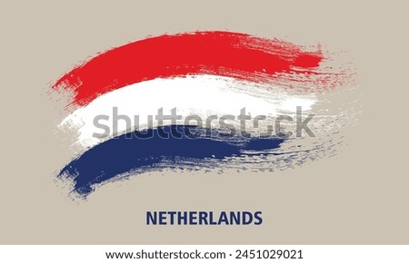 Netherlands flag background from paint brushes, Brush stroke drawing of the Netherlands flag, Netherlands colorful brush strokes painted national flag icon eps8, Netherlands colorful brush strokes