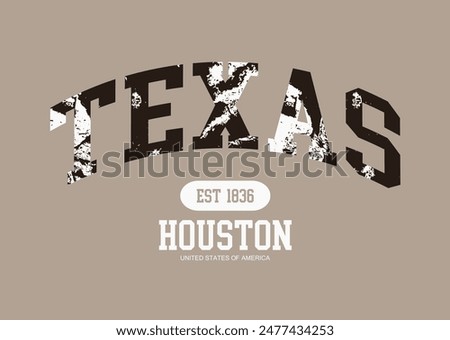 Texas, houston College Academy printing, Vintage typography college varsity texas united states of america slogan print for graphic tee t shirt or sweatshirt - Vectorepe 8