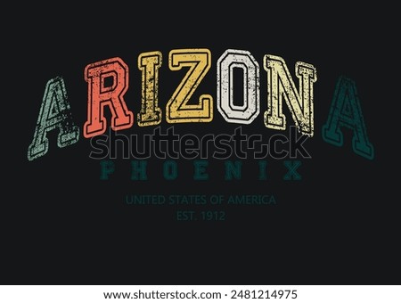 Retro Arizona College Academy printing,Vintage typography college varsity Arizona state slogan print for tee t shirt or sweatshirt.eps8