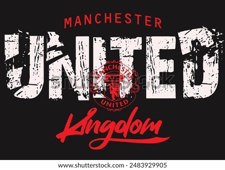 manchester united kingdom typography graphic design, MU club logo, vintage mancester typography grunge, Manchester England grunge stylized graphic t-shirt vector design .eps8