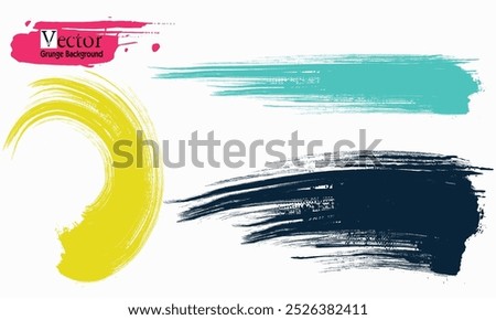 Brush strokes vector. yellow, blue, dark blue, backgrounds. Colorful set of text boxes. Paintbrush collection. Dirty brush texture banners. Rectangular painted objects.eps8