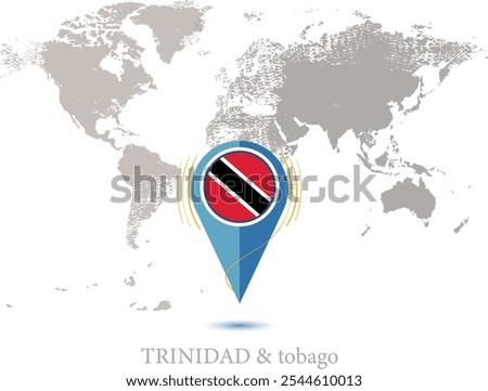 map with magnified TRINIDAD and tobag, map of my current position, map pointer icon isolated on white background TRINIDAD and tobago state flag. map vector illustration, pin TRINIDAD and tobago flag