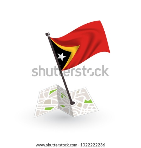 Map with flag of timor.east  isolated on white. National flag for country of timor.east  isolated, banner for your web site design logo, app, UI. check in. map Vector illustration, EPS10.