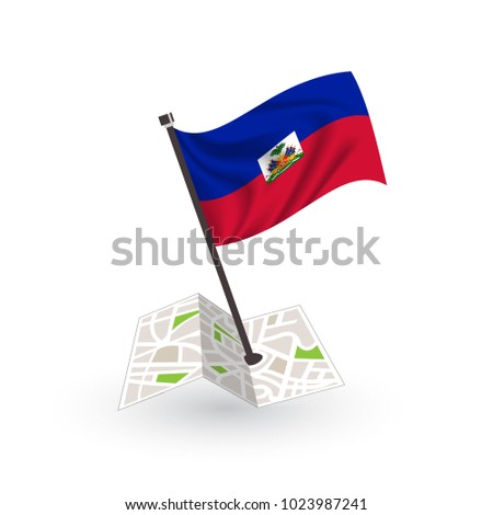 Map with flag of Haiti isolated on white. National flag for country of Haiti isolated, banner for your web site design logo, app, UI. check in. map Vector illustration, EPS10.