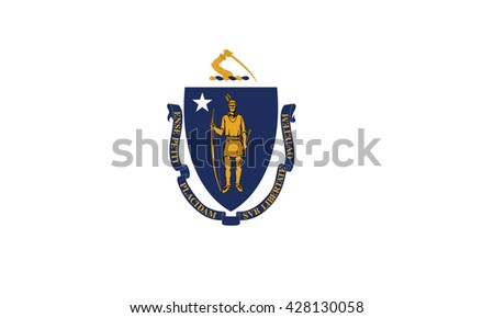 An Illustrated Drawing of the flag of Massachusetts state (USA)