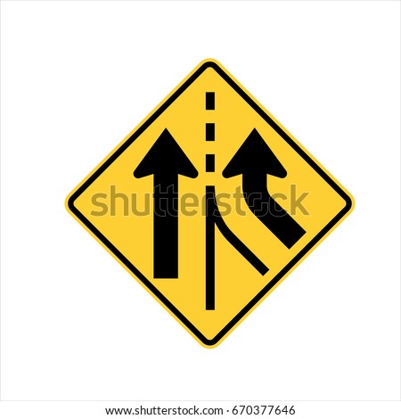 US road warning sign: Merging
