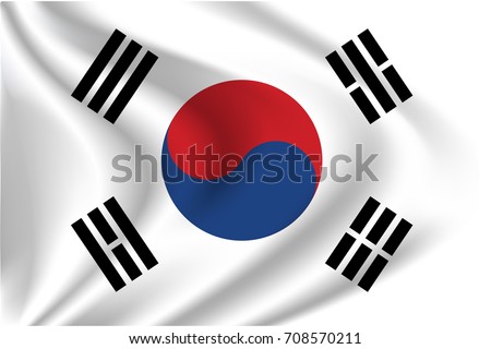 South Korea flag background with cloth texture.  South Korea flag vector illustration.