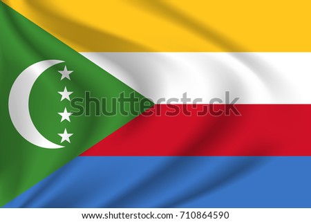 Comoros  flag background with cloth texture. Comoros  flag vector illustration.