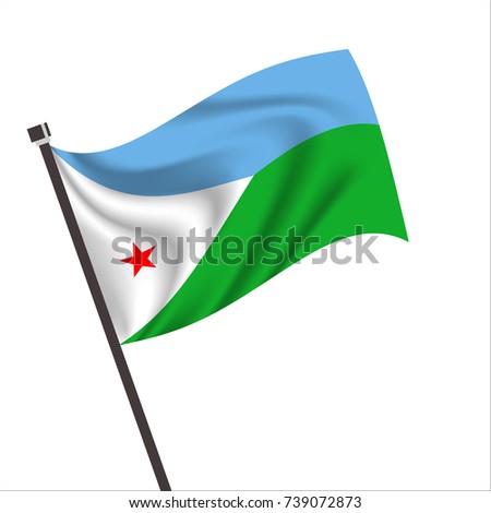 Djibouti Flag.Djibouti Icon vector illustration,National flag for country of Djibouti isolated, banner vector illustration. Vector illustration eps10.