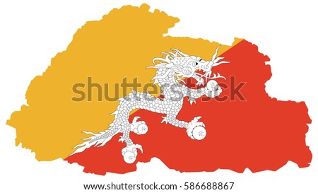 Flag map of Bhutan