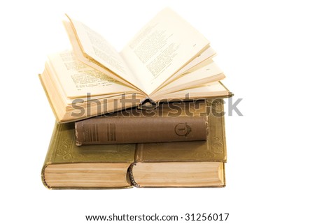 vintage opened books isolated