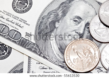 coins and dollars background