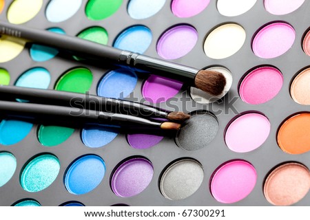 Professional multicolor makeup set with brushes