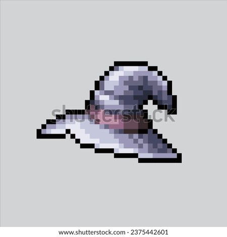 Pixel art illustration witch hat. Pixelated Witch Hat. Magical Witch Hat icon pixelated for the pixel art game and icon for website and video game. old school retro.