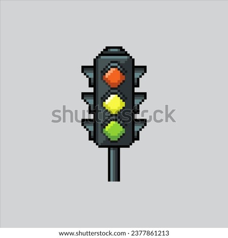 Pixel art illustration traffic light. Pixelated traffic light. safety traffic light icon pixelated for the pixel art game and icon for website and video game. old school retro.