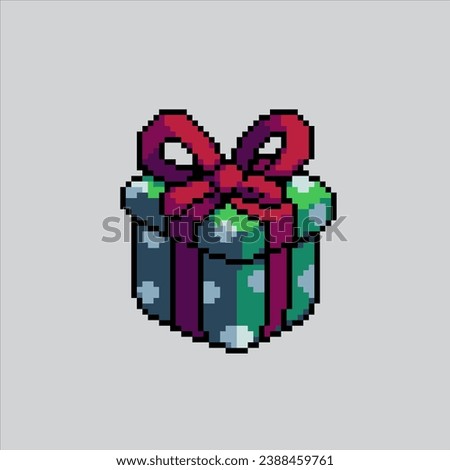 Pixel art illustration Christmas Gift. Pixelated Gift Box. Christmas Gift Box pixelated for the pixel art game and icon for website and video game. old school retro.