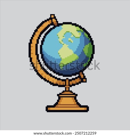 Pixel art illustration Globe. Pixelated Library Globe. Library Earth Globe pixelated for the pixel art game and icon for website and video game. old school retro.