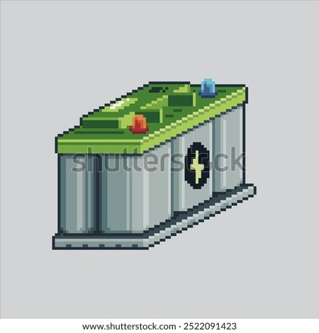 Pixel art illustration Car Battery. Pixelated Car Accu. Accu Car Battery pixelated for the pixel art game and icon for website and video game. old school retro.