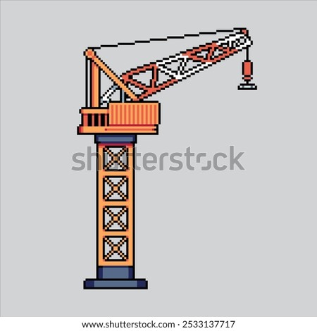 Pixel art illustration Harbor Crane. Pixelated Container Crane. Harbor Container Crane pixelated for the pixel art game and icon for website and video game. old school retro.