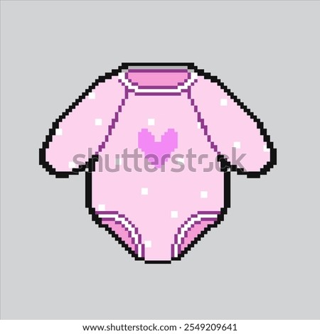 Pixel art illustration Baby Clothes. Pixelated Baby Bodysuit. Baby Children Clothes Bodysuit Icon pixelated for the pixel art game and icon for website and video game. old school retro.