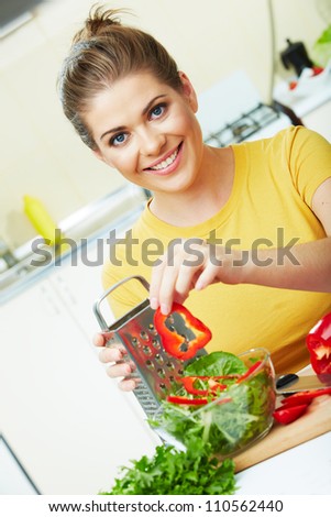 woman cooking in the kitchen healthy vegetarian food