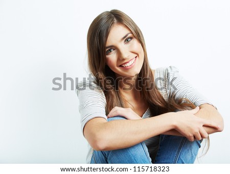 Young Casual Woman Style Isolated Over White Background. Studio ...