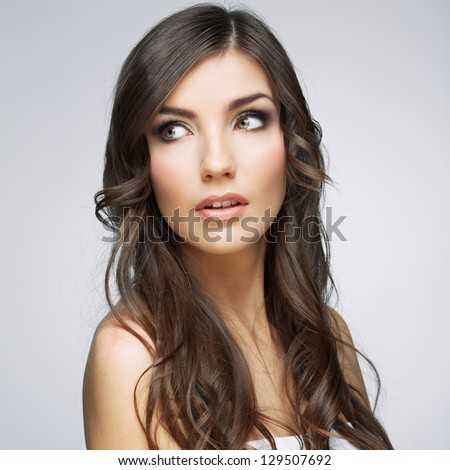 Beauty Woman Face Close Up Portrait. Female Young Model. Studio ...