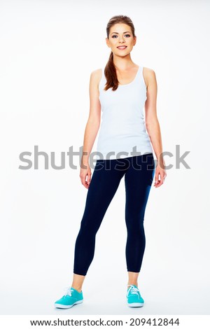 Similar – Image, Stock Photo Fit woman standing against sea during workout
