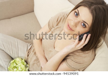 Phone talking woman portrait