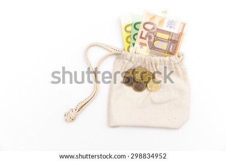 euro money in pouch