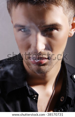 portrait of smoking man, person