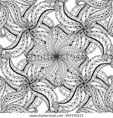 Seamless Abstract Tribal Pattern. illustration. Hand Drawn Texture