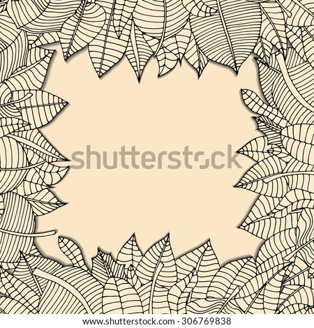 Beautiful square frame of cartoon leaves.