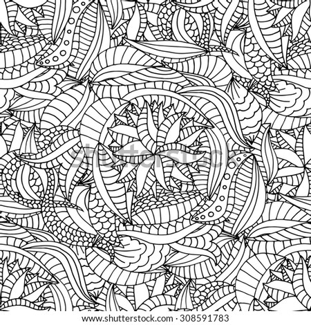 Seamless Abstract Tribal Pattern. Hand Drawn Texture