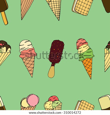 Seamless pattern with ice cream.