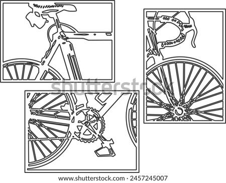 A line art CNC minimalist wall art design of  a Bicycle