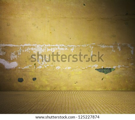 old dirty room, yellow background