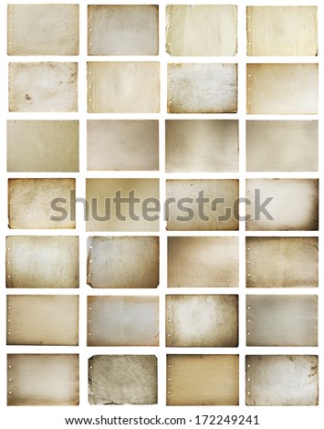 holes pierced papers set isolated on white background with clipping path