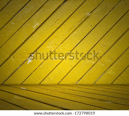 painted old wooden wall. yellow room
