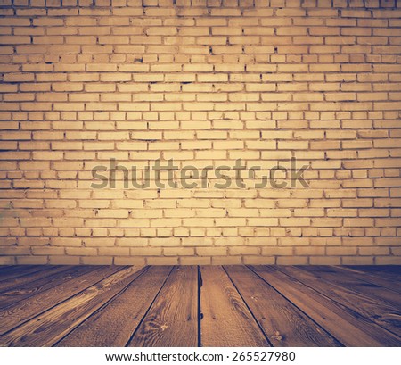 old room with brick wall, vintage background, retro filtered, instagram  style - Stock Image - Everypixel