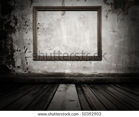 old grunge room with pictureframe