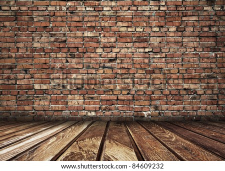 old room with brick wall, vintage background