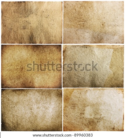 old papers set isolated on white background with clipping path