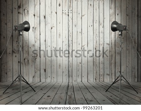 photo studio in old wooden room