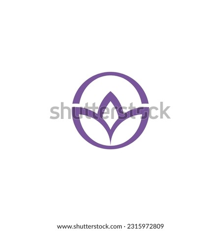 Simple Elegant Circle Lotus Logo Design Vector