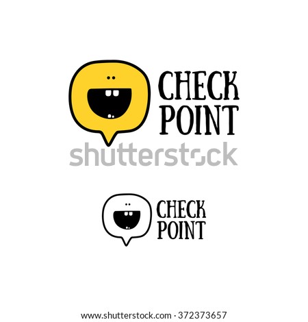 Vector logo. Smile face sign pin icon. Happy smiley chat symbol. Speech bubble.