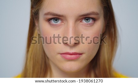 Similar – Image, Stock Photo Blond haired lady is posing in park dancing with her long blond hair fling in an air
